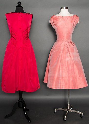 TWO SILK SUMMER DRESSES, 1950s