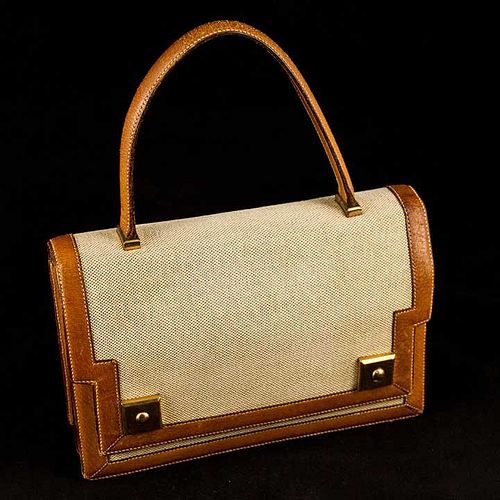 HERMES CANVAS & LEATHER PIANO BAG, 1960s