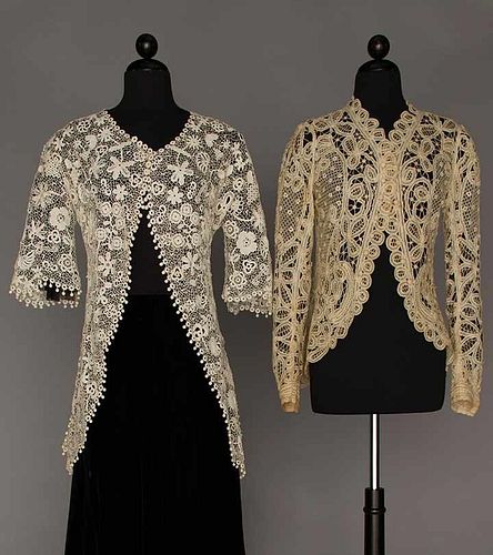 TWO HANDMADE LACE JACKETS, 1905-1910
