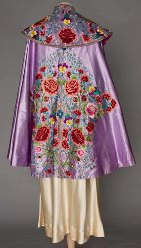 COLORFULLY EMBROIDERED CAPE, SPAIN, 1940-1950