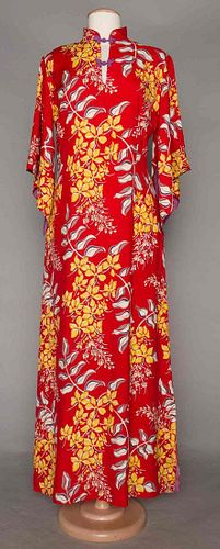 RAYON PRINT "PAKE MU" DRESS, HAWAII, 1940s