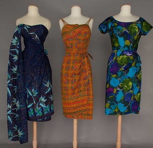 THREE TROPICAL PRINT DRESSES, HAWAII & MIAMI,