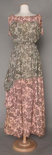 ADRIAN PRINTED SILK SUMMER DRESS, 1940s
