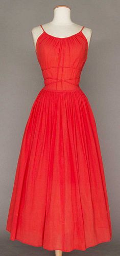 CLAIRE McCARDELL CORAL SUMMER DRESS, 1949
