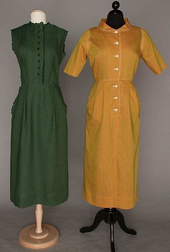 TWO CLAIRE McCARDELL DAY DRESSES, 1950s