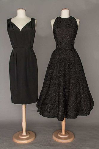 TWO BLACK SILK COCKTAIL DRESSES, 1960-1961