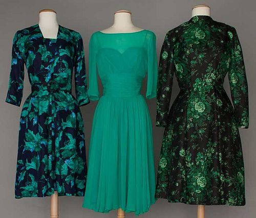 THREE SILK COCKTAIL DRESSES, 1955-1960s