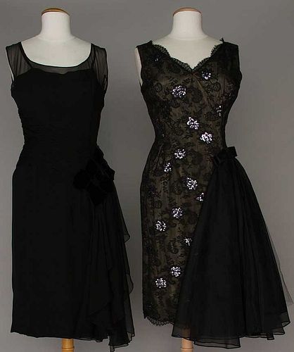 TWO BLACK PARTY DRESSES, 1950-1960