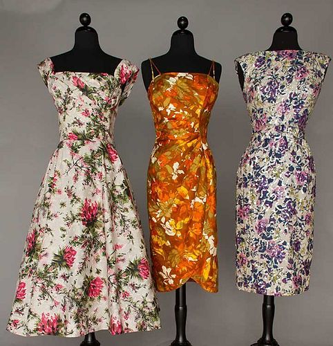 THREE PRINTED COTTON PARTY DRESSES, 1955-1960s