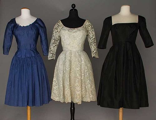 THREE DESIGNER'S PARTY DRESSES, 1950s