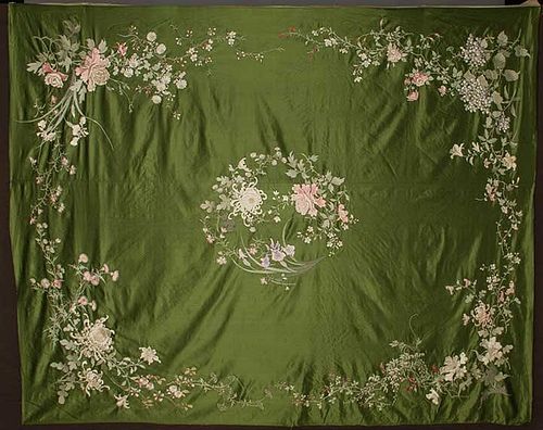 EMBROIDERED EXPORT BEDSPREAD, CHINA, c 1920