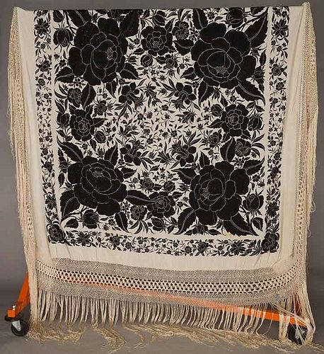 EMBROIDERED EXPORT SHAWL, CHINA, c. 1900