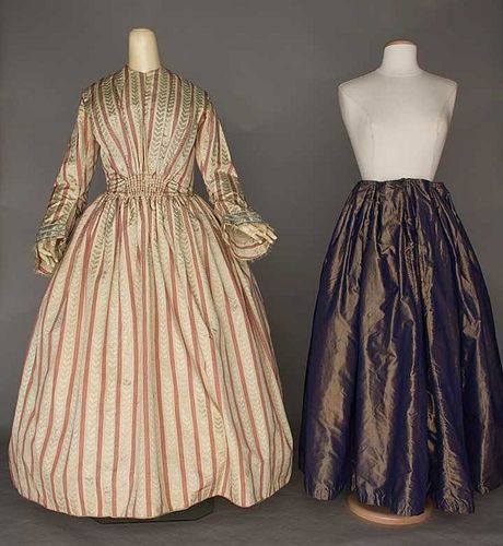 SILK BROCADE MATERNITY DRESS, c. 1850
