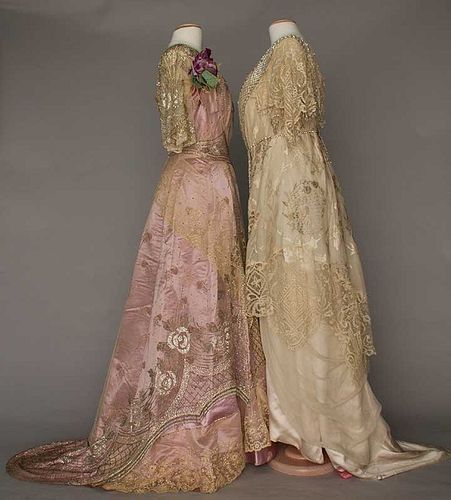 TWO SPANGLED, BEADED BALL GOWNS, 1912-1916