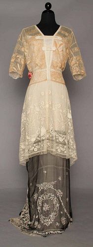 EMBROIDERED LACE EVENING GOWN, 1910-1912