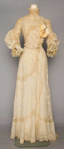 EMBROIDERED LAWN WEDDING GOWN, 1902-1906