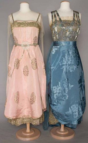 TWO BEADED & LAME BALL GOWNS, NYC, c. 1918