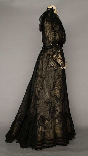 BLACK LACE EVENING GOWN, BOSTON, 1902-1905