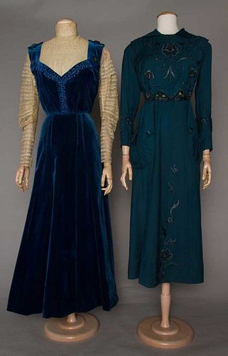 TWO BLUE AFTERNOON DRESSES, c. 1915