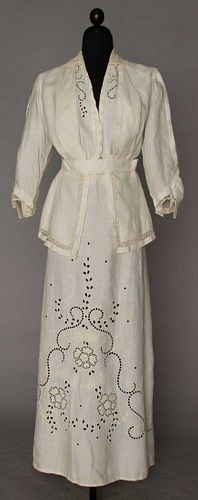 EMBROIDERED & CUT-WORK WALKING SUIT, c. 1908