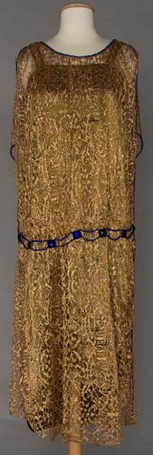 METALLIC GOLD LACE EVENING DRESS, 1920s