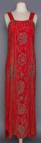 SILVER BEADED CORAL DRESS, 1920-1922
