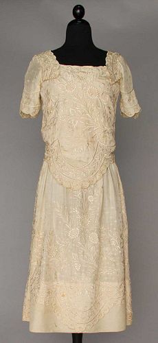 TWO SILK EVENING DRESSES, 1917 & 1928