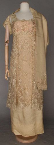CEIL CHAPMAN BEADED LACE GOWN, MID 1960s