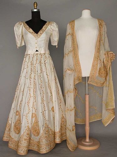 GOLD EMBROIDERED SILK ENSEMBLE, INDIA, 1980s