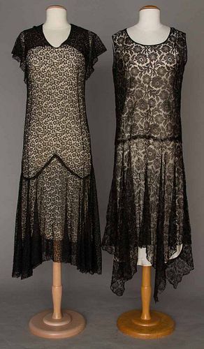 TWO ALL LACE EVENING GOWNS, 1930s