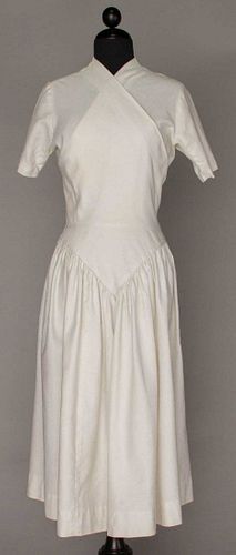 CLAIRE McCARDELL WHITE WRAP DRESS, c. 1950