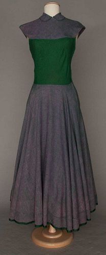 CLAIRE McCARDELL BIAS CUT GREEN & BLUE DRESS, 1944