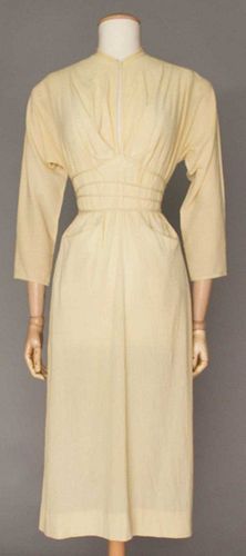 CLAIRE McCARDELL CREAM COTTON DRESS, 1940s