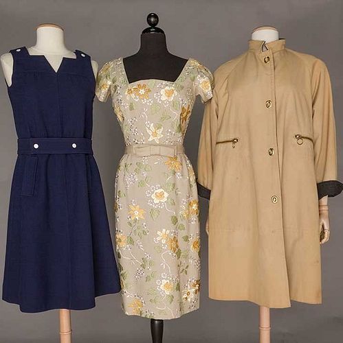 ONE FRENCH & TWO AMERICAN DESIGNER GARMENTS, 1960s