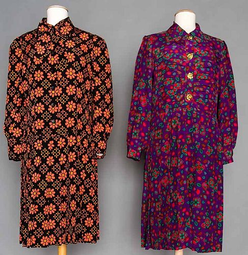 TWO DESIGNERS' SILK DAY DRESSES, PARIS, 1970-1980