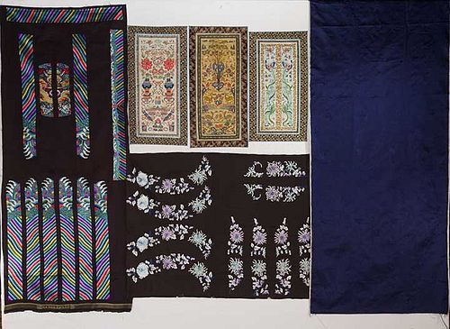 SIX EMBROIDERED SILK TEXTILES, CHINA, 1900-1930s