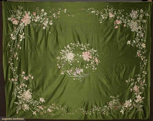 EMBROIDERED SILK BEDSPREAD, CHINA, 1920s