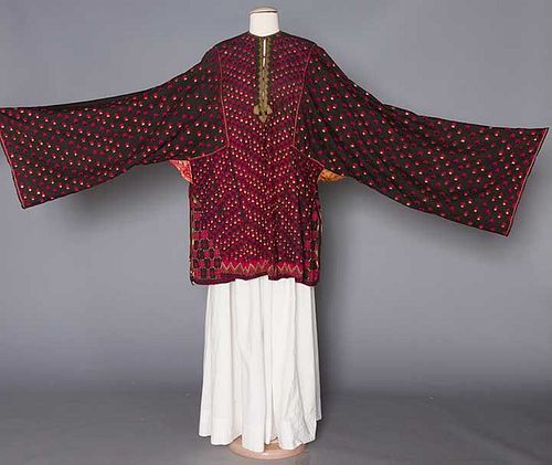 EMBROIDERED RED ON BLACK TUNIC, PAKISTAN