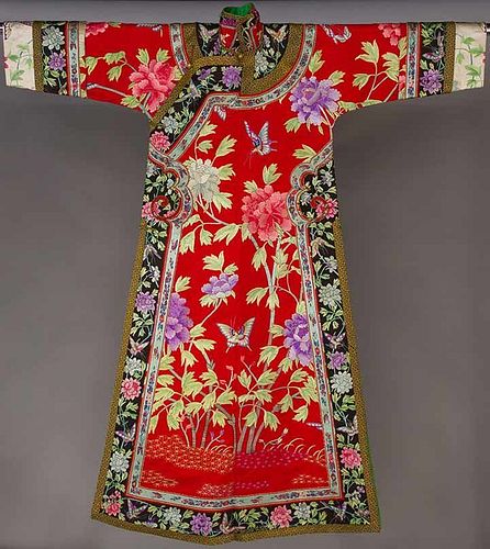 EMBROIDERED RED SILK COAT, CHINA