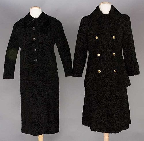 TWO BLACK LAMB DINNER SUITS, 1950-1960s