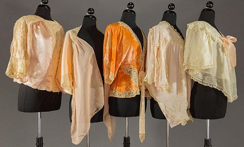 FIVE BED JACKETS, EARLY 20TH C
