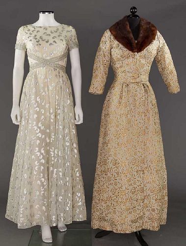 TWO LAME BROCADE GOWNS, 1960s