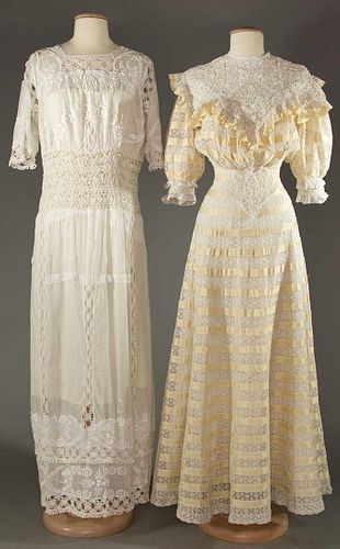 TWO LACE TEA GOWNS, EARLY 20TH C