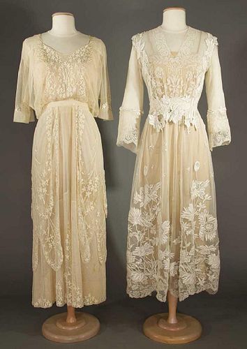TWO LACE TEA GOWNS, EARLY 20TH C