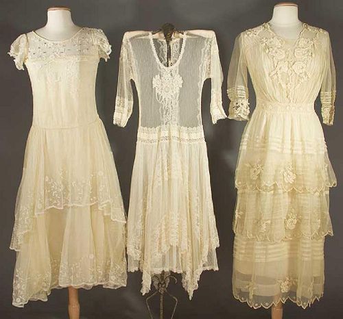 THREE LACE TEA GOWNS, 1915-1930