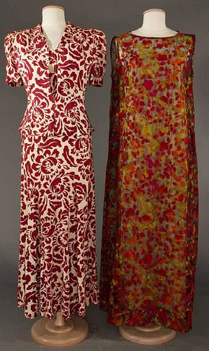 TWO AFTERNOON PARTY DRESSES, 1940 & 1960s