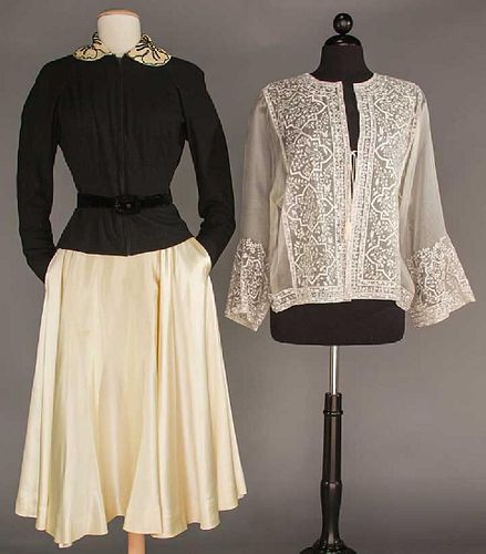 PARTY DRESS, 1950s & De La RENTA EVENING JACKET, 1980s