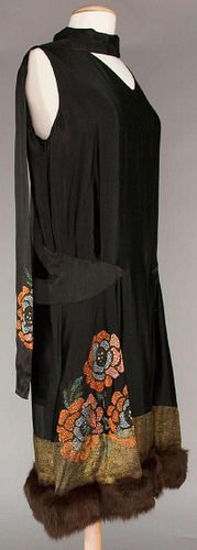 EMBROIDERED SATIN & LAME DRESS, 1920s