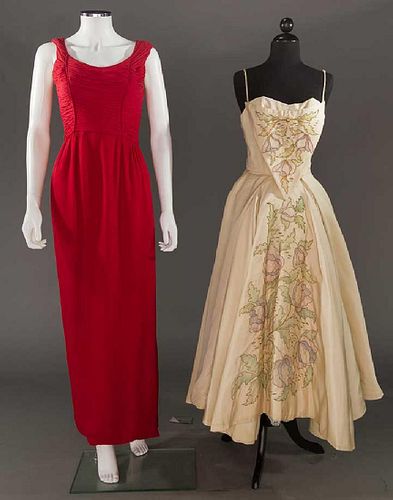TWO EVENING DRESSES, 1950-1960s