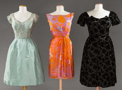 THREE PARTY DRESSES, 1950-1960s